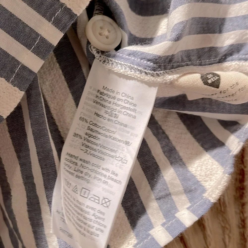 NWOT Madewell Plaza Button-Front Shirt in Stripe /3X, Blue & White/ - Picture 5 of 6